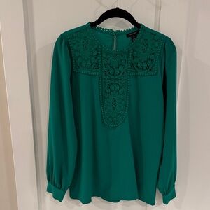 Halogen Green Crochet Blouse